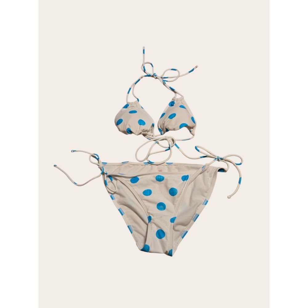 No Boundaries Bikini Bathing Suit 2 Pc Women's Size M Blue and White Polka Dot